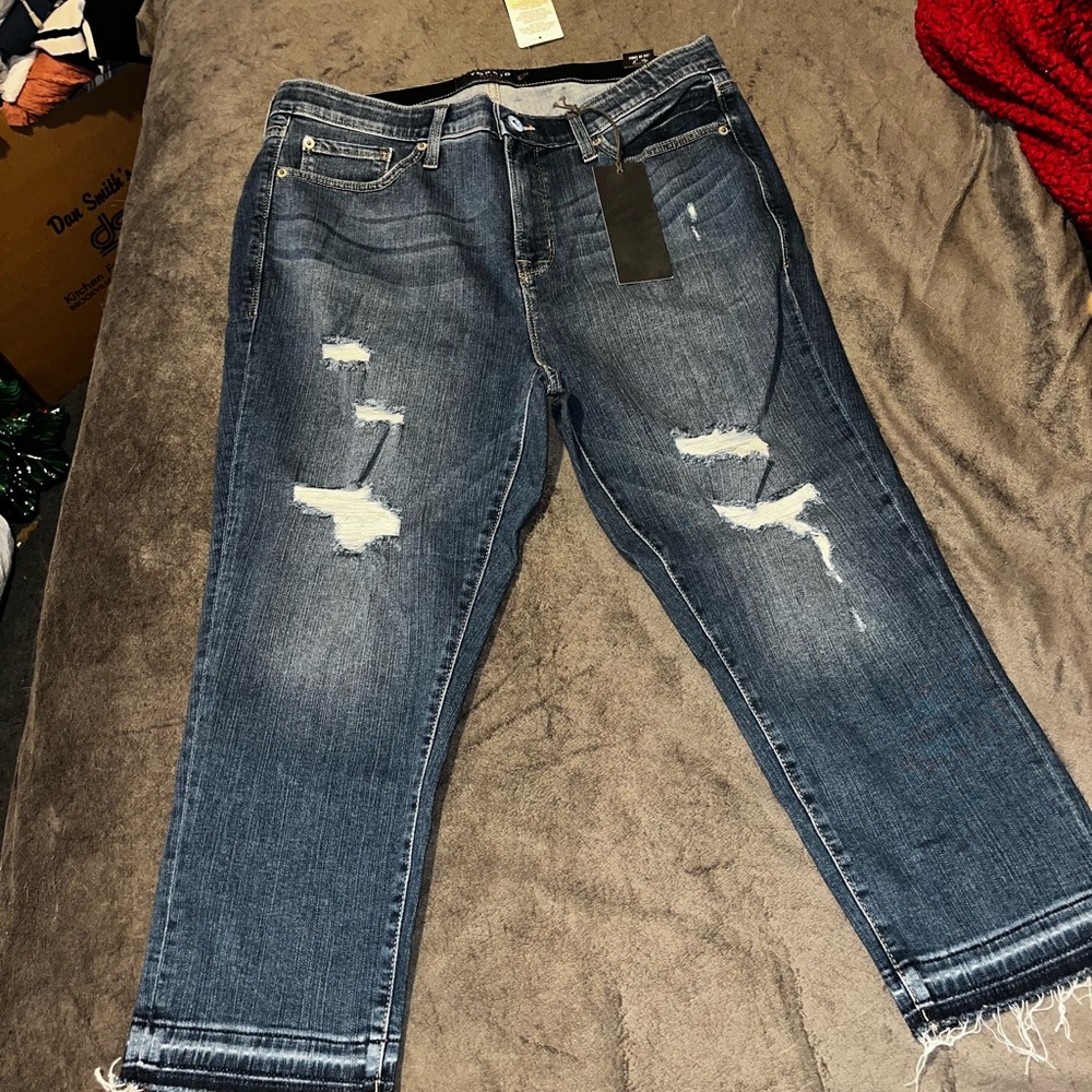 Torrid Cropped Distressed Denim